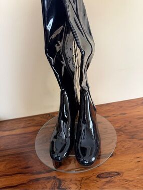 Sam & Libby black patent faux-leather knee-high boots size 9.5